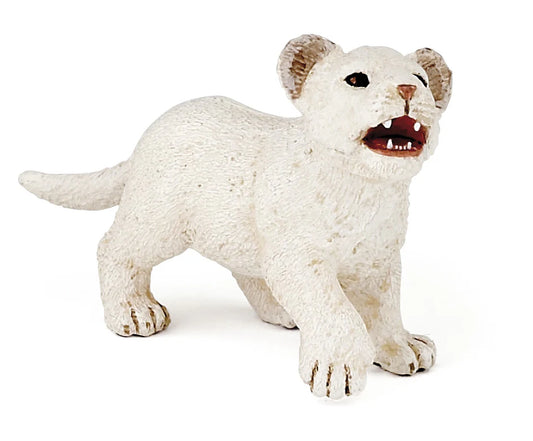 Papo France Hand Painted Realistic White Lion Cub Figurine Toy