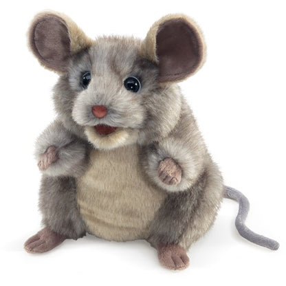 Folkmanis Puppets Realistic Plush Animal Hand Puppet Mouse, Gray