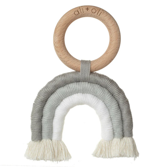 Ali+Oli Mini-Macramé Rainbow Teething Toy for Baby (Grey)