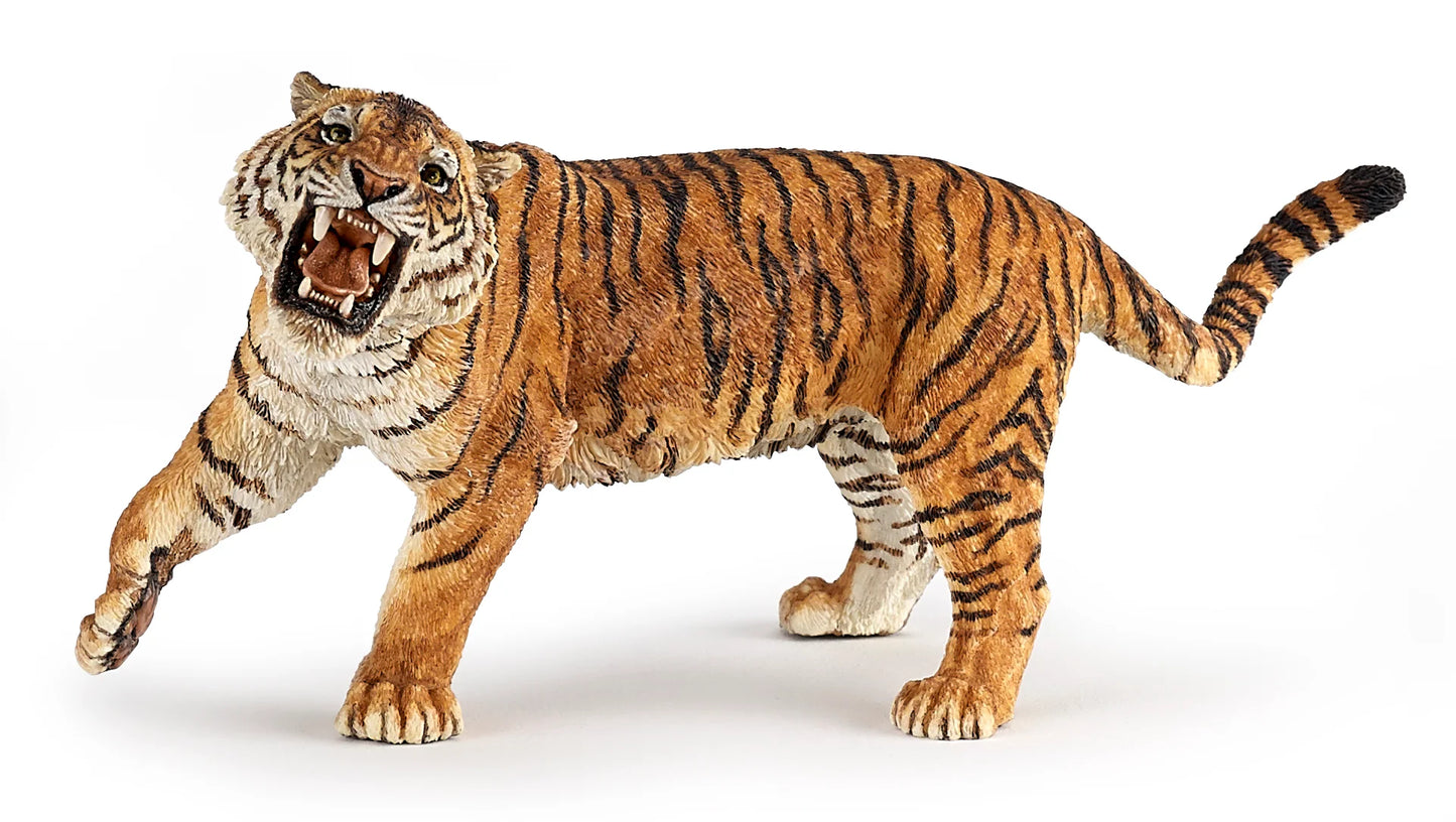 Papo France Hand Painted Realistic Roaring Tiger Figurine Toy