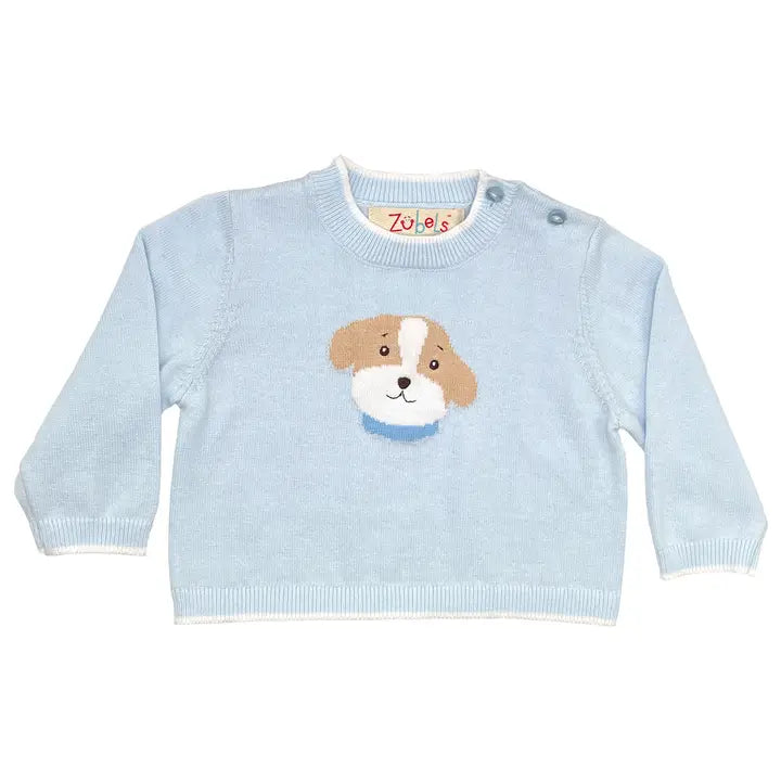 Petit Ami & Zubels Dog Lightweight Knit Sweater in Blue