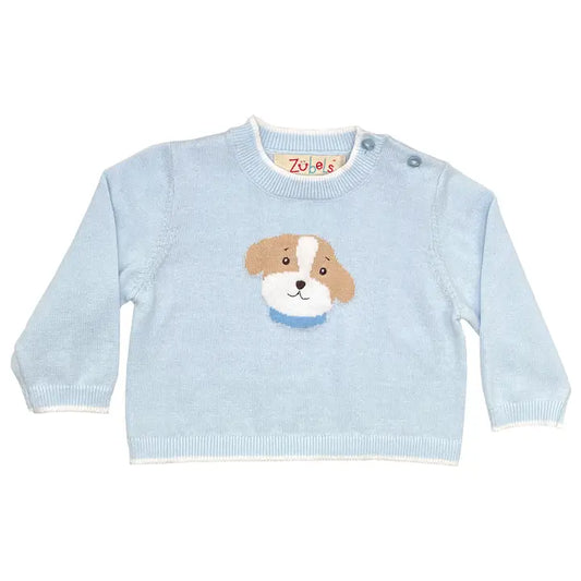 Petit Ami & Zubels Dog Lightweight Knit Sweater in Blue