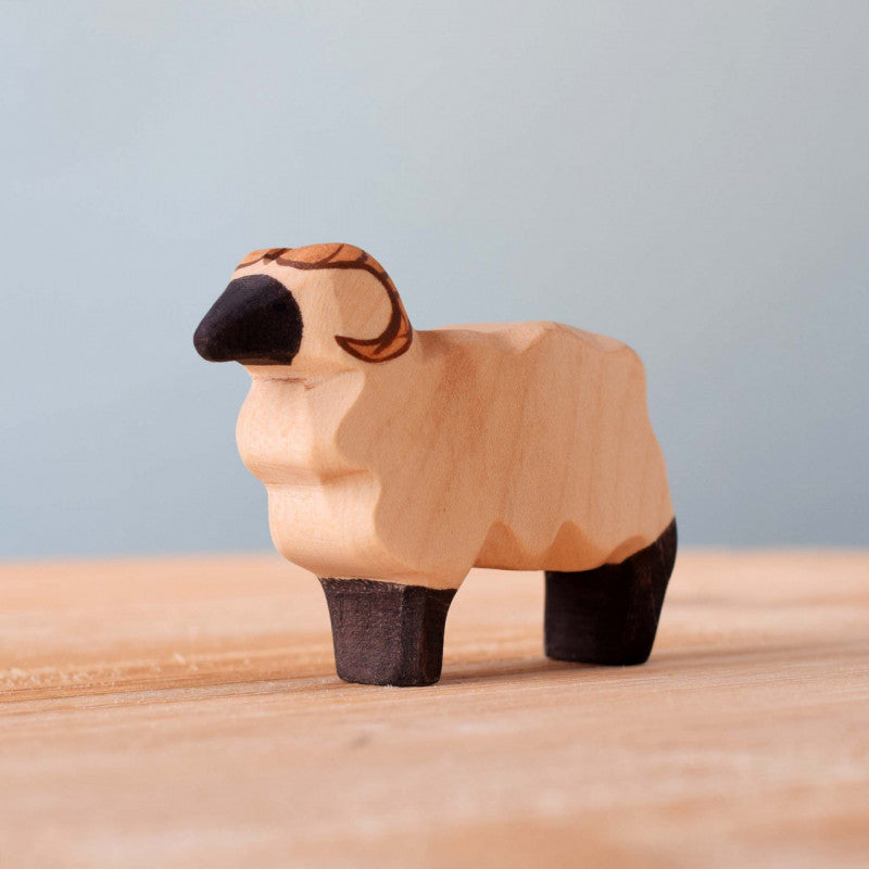 Bumbu Toys Handcrafted Wooden Ram Standing Figurine