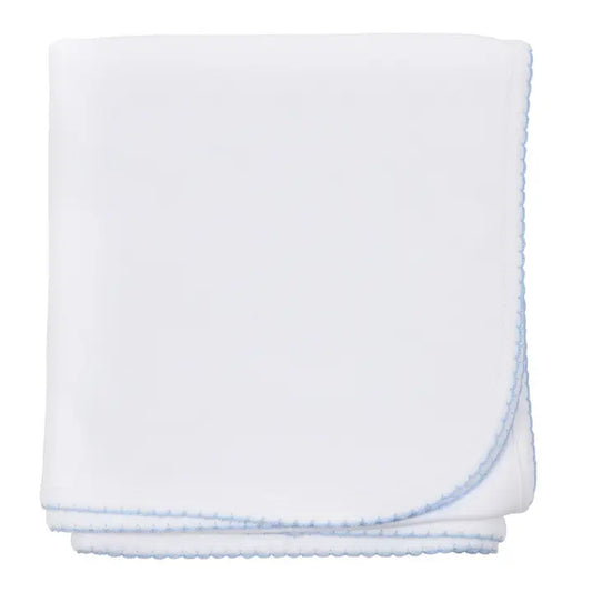 Magnolia Baby Solid Essentials White Blue Receiving Blanket