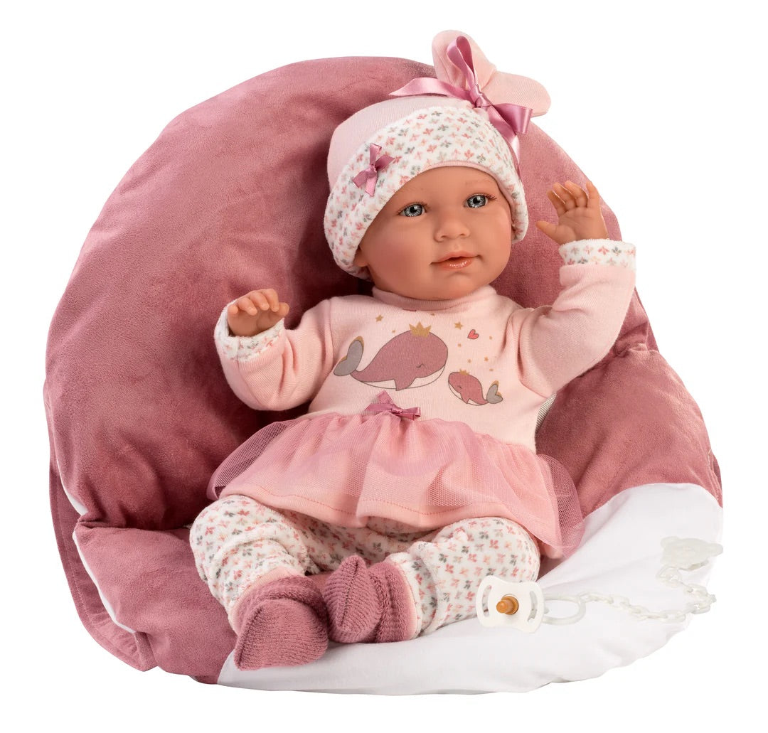 Llorens 16.5" Articulated Crying Newborn Doll Selena with Baby Carrier