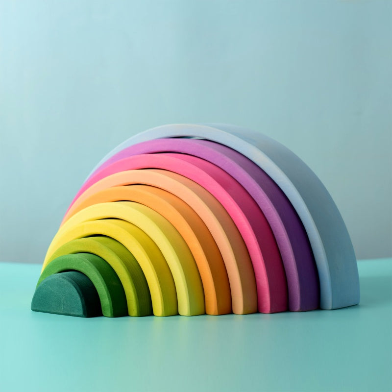 Bumbu Toys Handmade Large Wooden Rainbow in Pastels