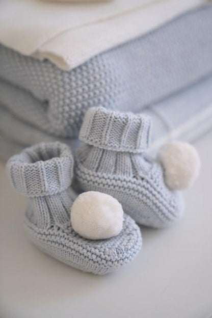 Alimrose Pom Pom Baby Socks Powder Blue