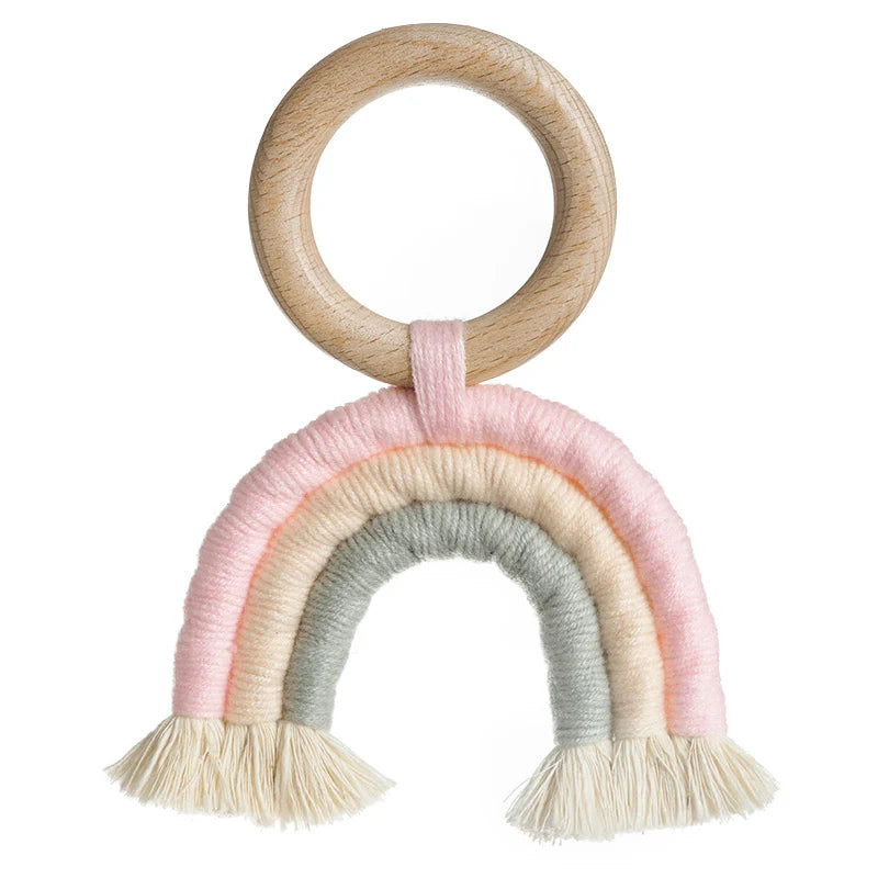 Ali+Oli Mini-Macramé Rainbow Teething Toy for Baby (Cotton)