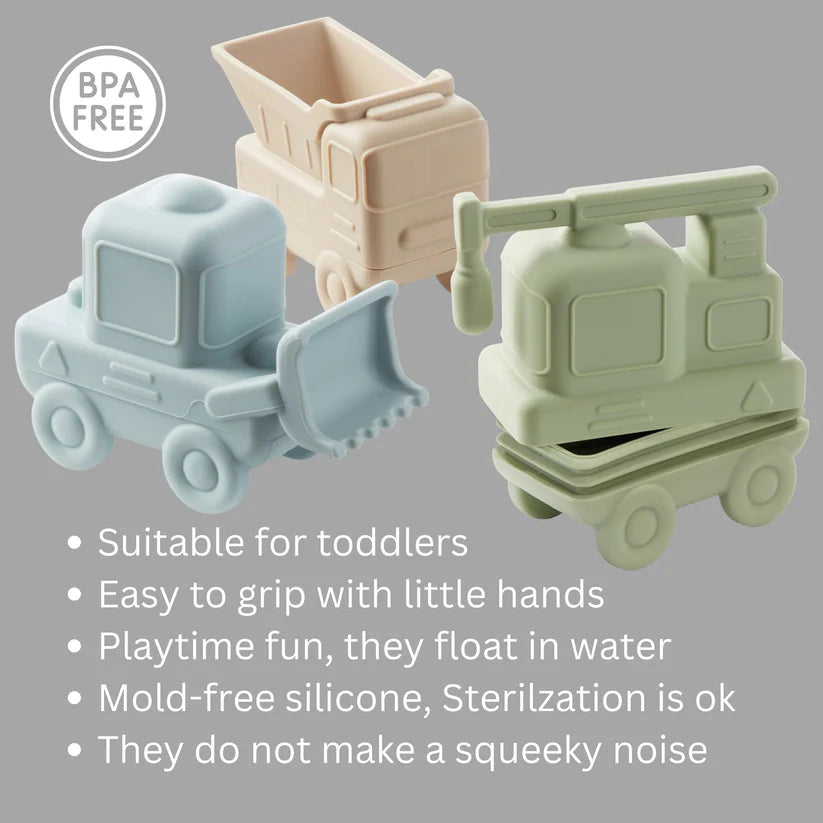 Ali+Oli Construction Vehicles Mold Free Bath Toys Play Set of 3