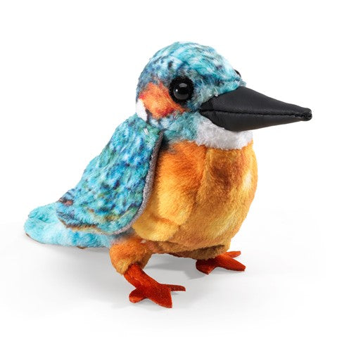 Folkmanis Puppets Realistic Plush Animal Finger Puppet Mini Kingfisher, Common 5"L