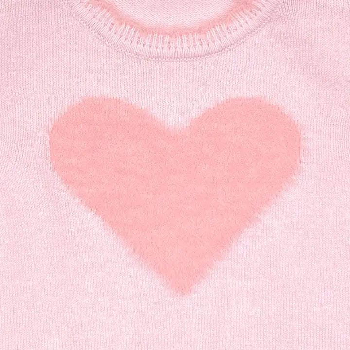 Petit Ami & Zubels Fuzzy Heart Lightweight Knit Sweater