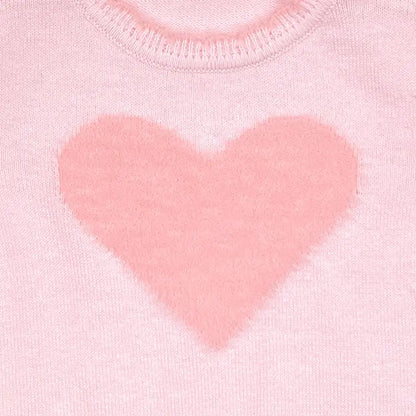 Petit Ami & Zubels Fuzzy Heart Lightweight Knit Sweater