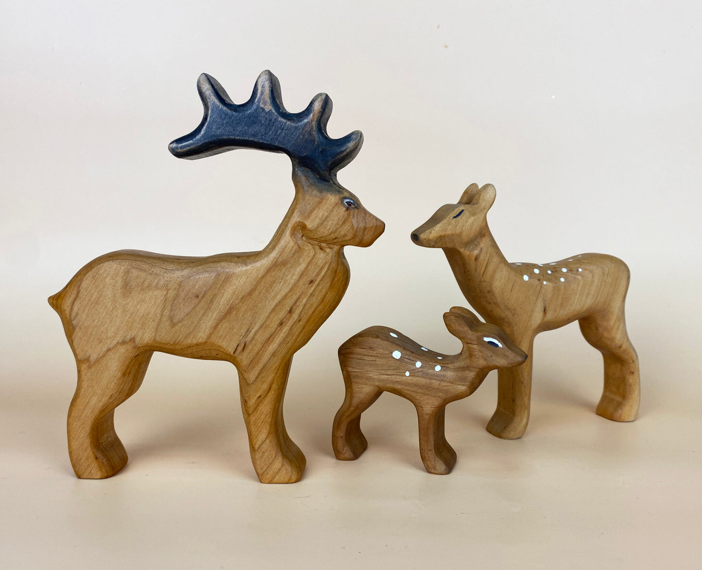 Green Taiga Toys Handmade Wooden Deer Family Set (3 pcs)