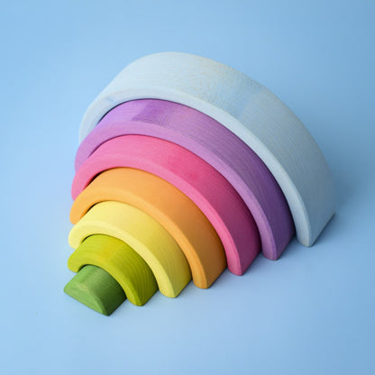 Bumbu Toys Handmade Small Wooden Rainbow in Pastels