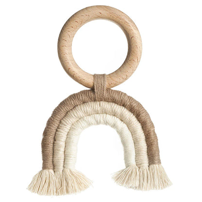 Ali+Oli Mini-Macramé Rainbow Teething Toy for Baby (Natural)