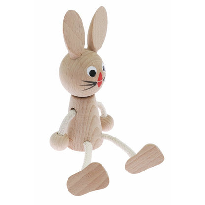 Miva Vacov Wooden Sitting Rabbit Figurine