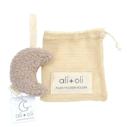 Ali+Oli Plush Moon Pacifier Holder (Sand)