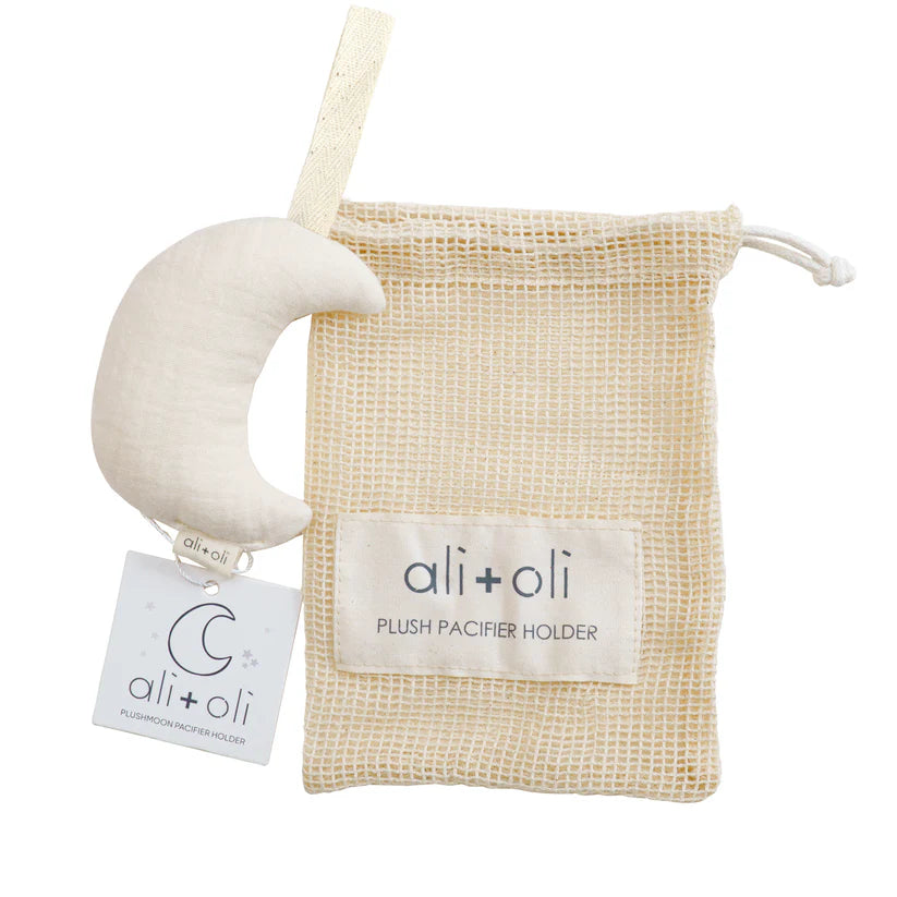 Ali+Oli Plush Moon Pacifier Holder (Ivory)