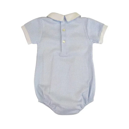 Baby Threads Bunnies Blue Checks Romper