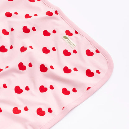 Monica + Andy Coming Home Blanket - Red Hearts On Pink