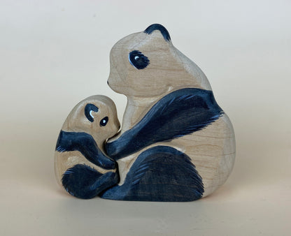 Green Taiga Toys Handmade Wooden Panda Bears