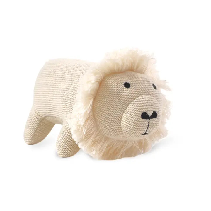 Viverano Organics Lion Knit Stuffed Animal Soft Baby Toy (Organic Cotton)