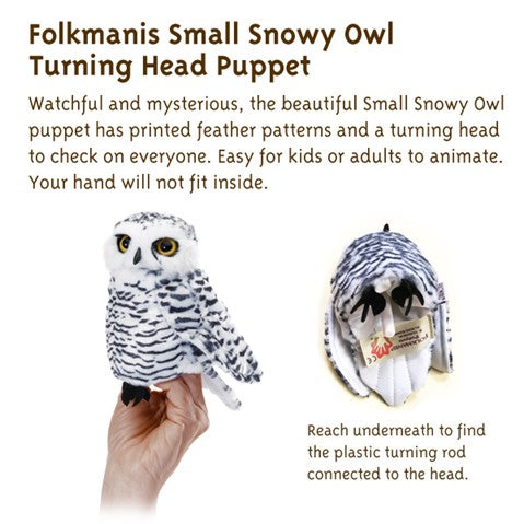 Folkmanis Puppets Realistic Plush Animal Finger Puppet Owl, Snowy Small