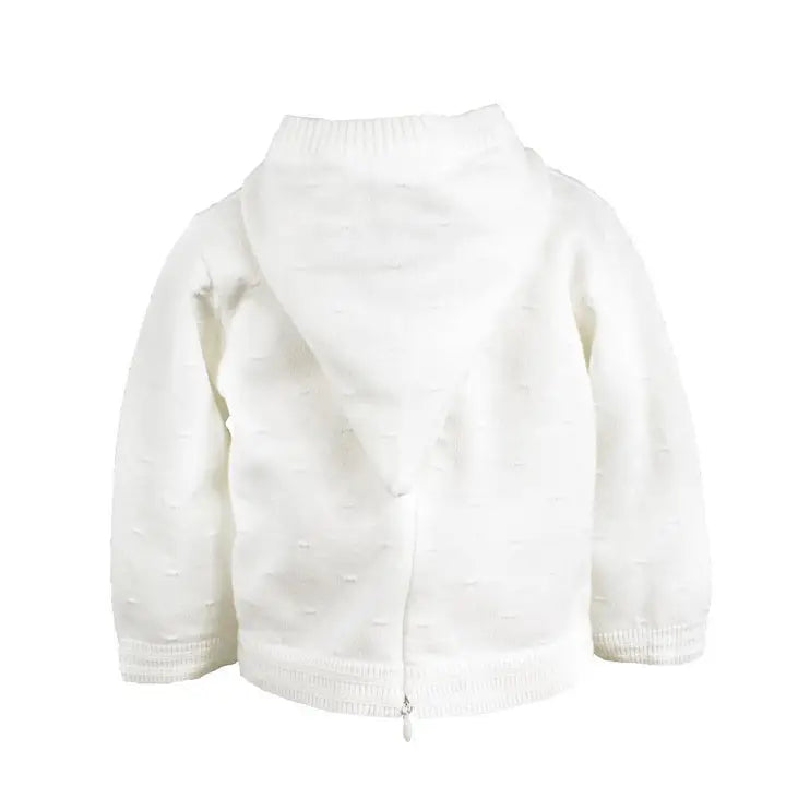 Petit Ami & Zubels Back Zip Hooded Cardigan - White