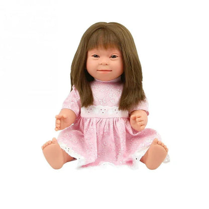 Tyber Brunette Baby Doll Girl with Down Syndrome - Long Hair