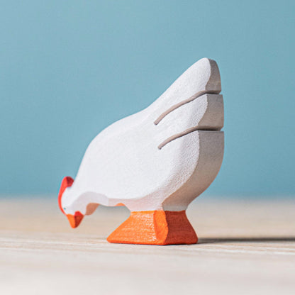 Bumbu Toys Handcrafted Wooden White Hen Figurine