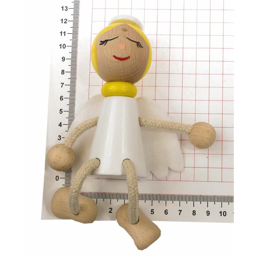 Miva Vacov Wooden Sitting Angel Figurine