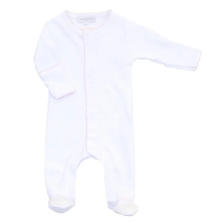 Magnolia Baby Solid Essentials White Pink Footie