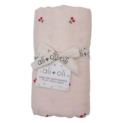 Ali+Oli Muslin Swaddle Blanket (Cherry)