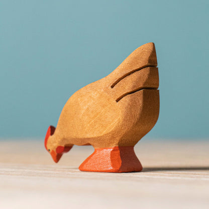 Bumbu Toys Handcrafted Wooden Brown Hen Figurine