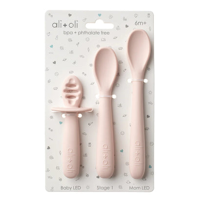 Ali+Oli (3-pc) Multi Stage Spoon Set for Baby (Blush) 6m+