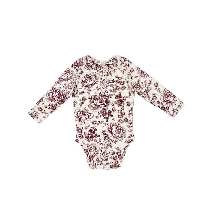 Pink Elephant Brands Long Sleeve Bodysuit - Boysenberry Toile