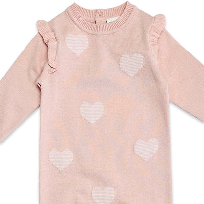 Viverano Organics Hearts Jacquard Knit Baby Jumpsuit (Organic Cotton) - 2 Colors