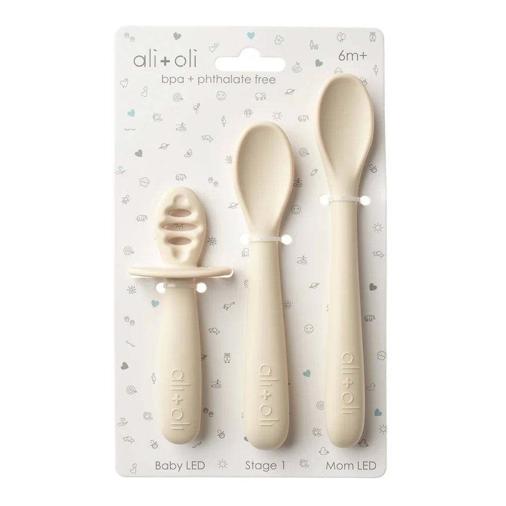 Ali+Oli (3-pc) Multi Stage Spoon Set for Baby (Coco) 6m+