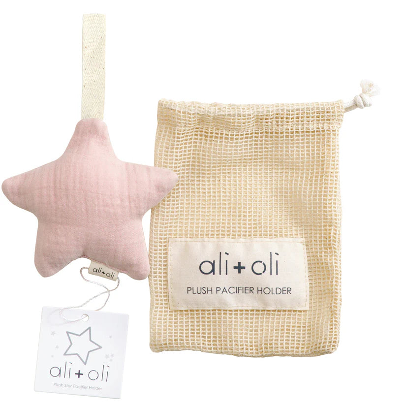 Ali+Oli Plush Star Pacifier Holder (Pink)