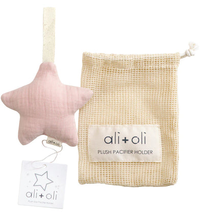 Ali+Oli Plush Star Pacifier Holder (Pink)