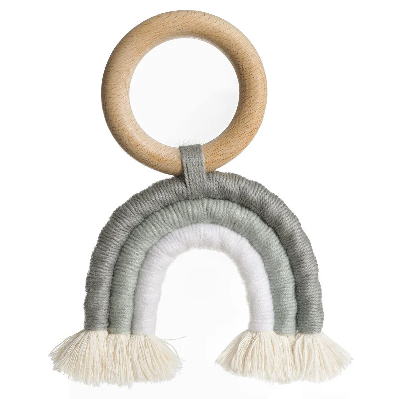 Ali+Oli Mini-Macramé Rainbow Teething Toy for Baby (Grey)