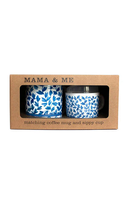 Helmsie Blue and White Mama & Me Cup Set