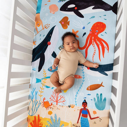 Rookie Humans Cotton Sateen Crib Sheet: Beyond the Reef