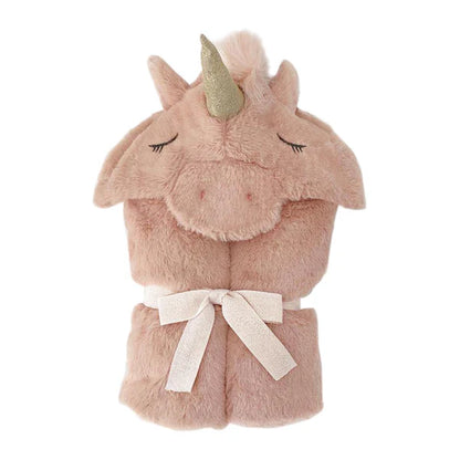 Mon Ami Designs Plush Pink Unicorn Hooded Blanket