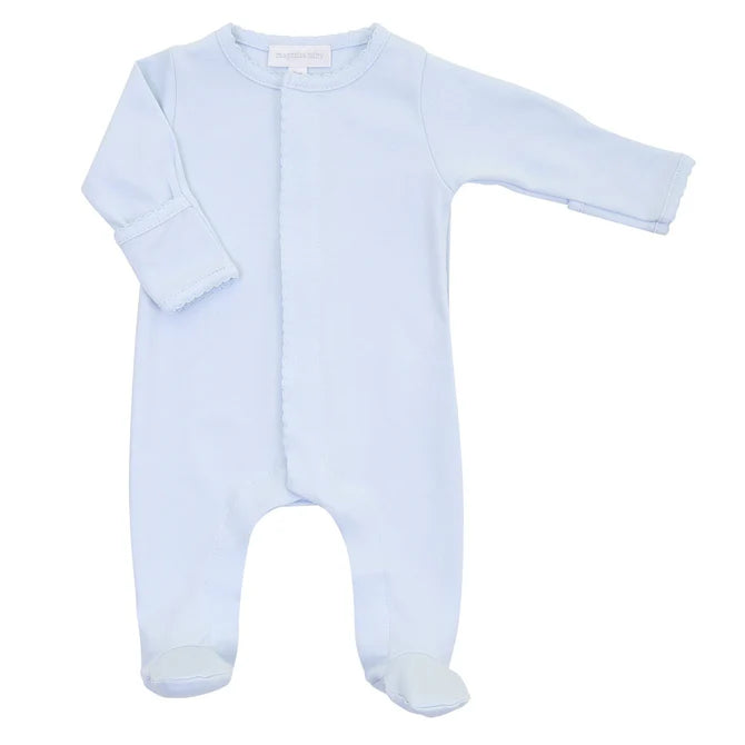 Magnolia Baby Solid Essentials White Blue Footie