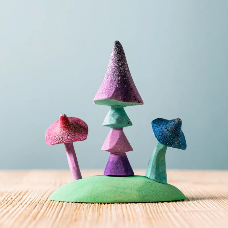 Bumbu Toys Handcrafted Wooden Magic Mushrooms Figurine SET