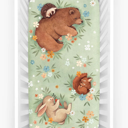 Rookie Humans Cotton Sateen Crib Sheet: Enchanted Meadow