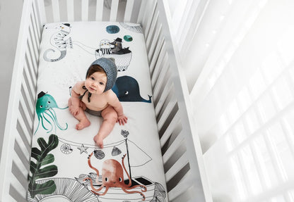 Rookie Humans Cotton Sateen Crib Sheet: Underwater Love