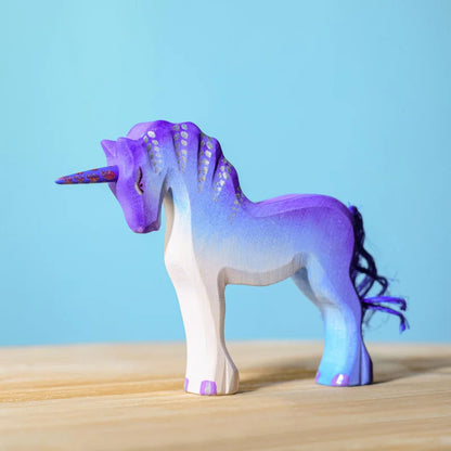 Bumbu Toys Handcrafted Wooden Purple Unicorn Figurine