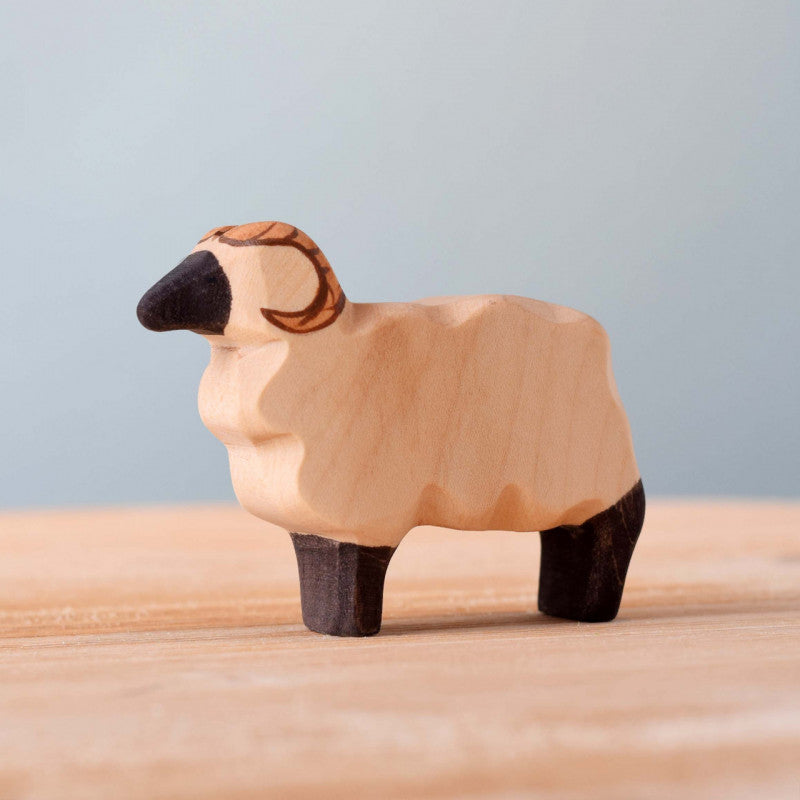 Bumbu Toys Handcrafted Wooden Ram Standing Figurine